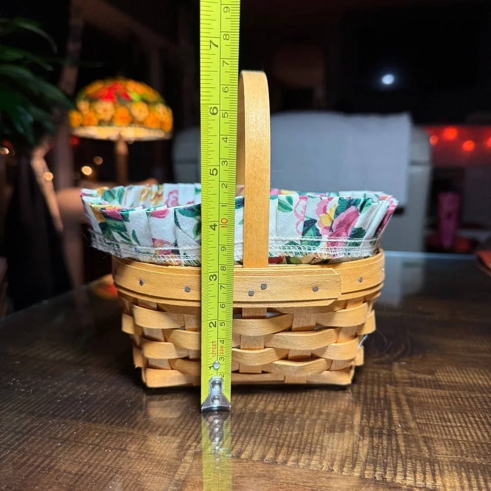 Longaberger Small Oval Basket Handle Floral Liner Protector CottageCore Ohio VTG